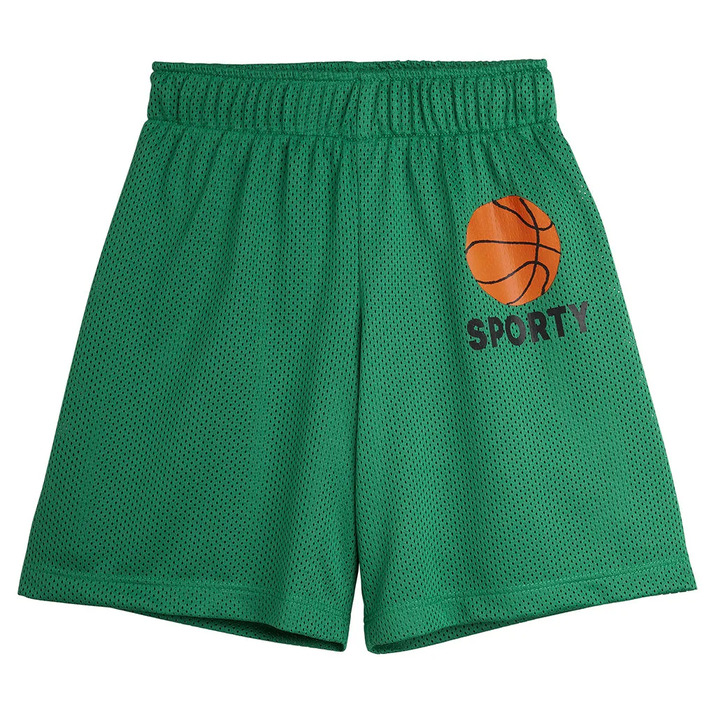 Mini Rodini Child Basketball Mesh Shorts Green