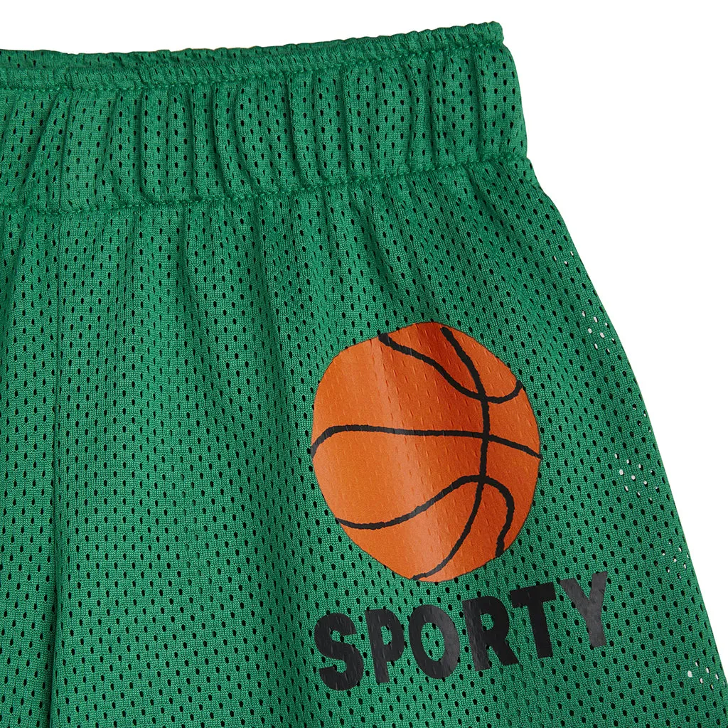 Mini Rodini Child Basketball Mesh Shorts Green