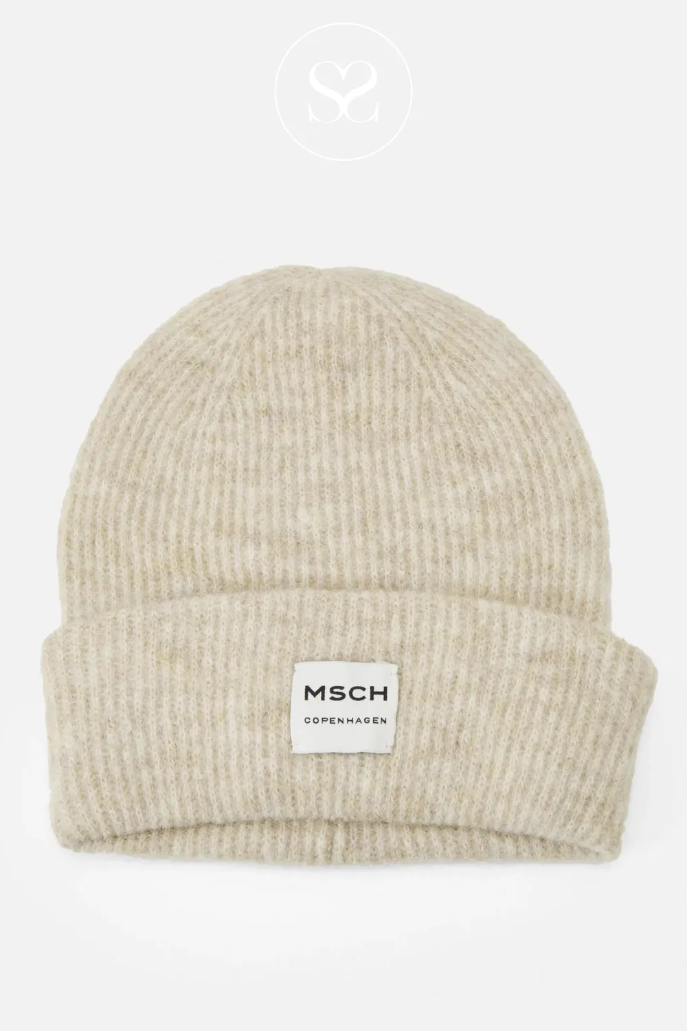 MOSS COPENHAGEN HOPE TAUPE BEANIE HAT