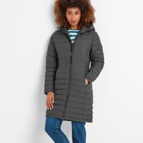 Nanton Womens Long Down Jacket - Dark Grey Marl