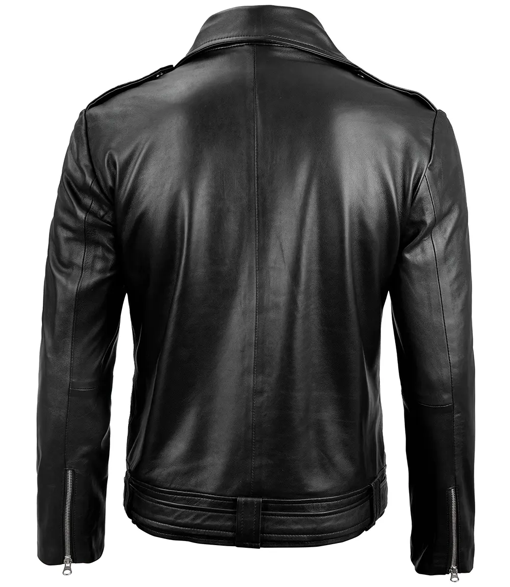 Negan Men's Black Leather Biker Jacket