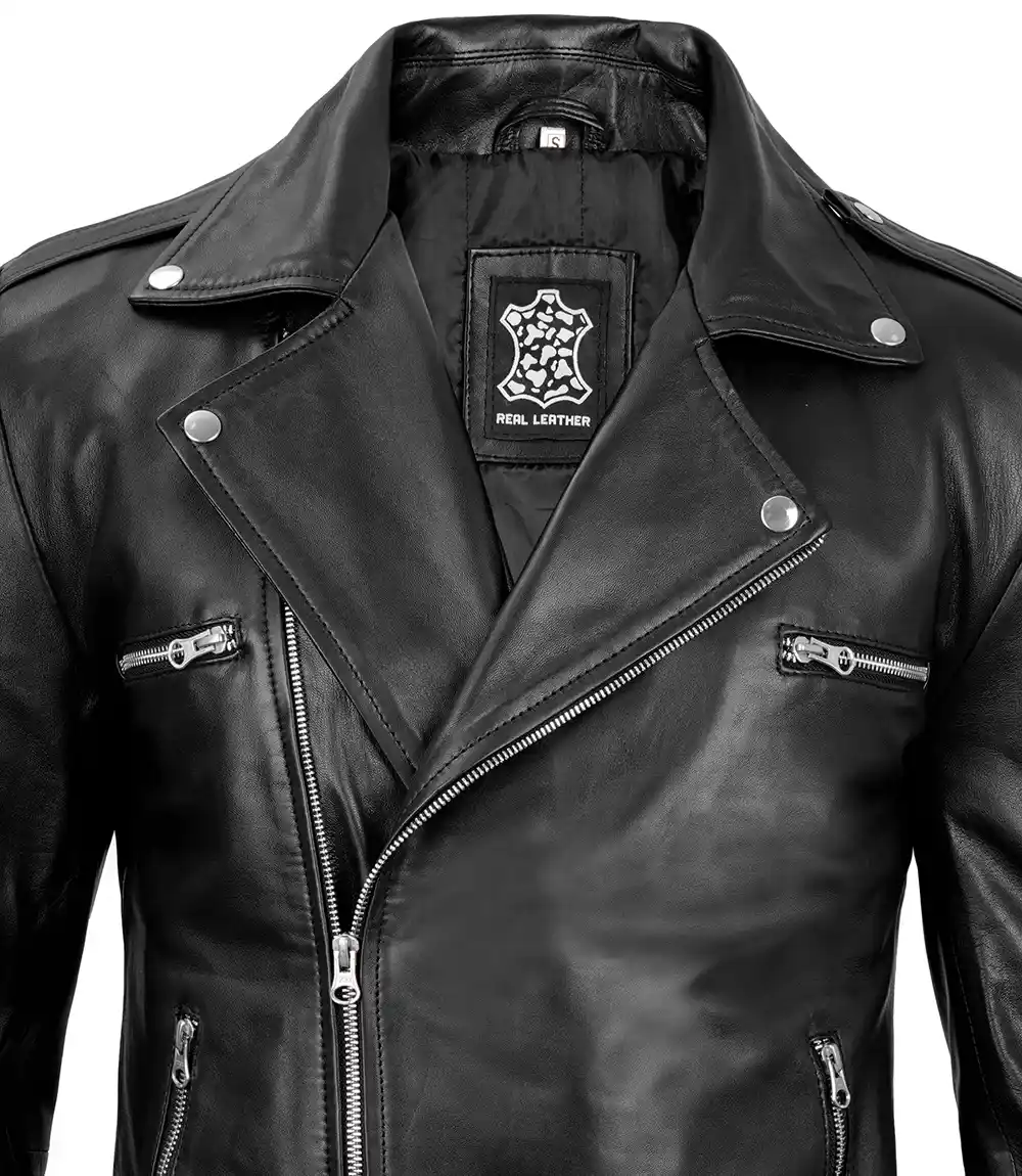 Negan Men's Black Leather Biker Jacket