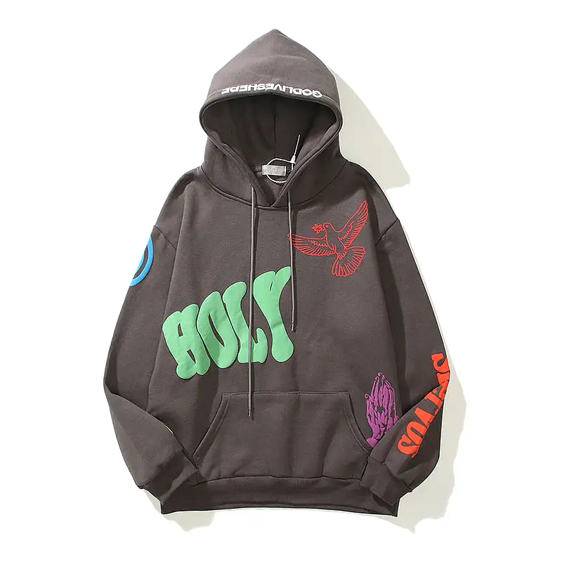 New fashion streetwear 100% Cotton loose hip hop graffiti hoodies