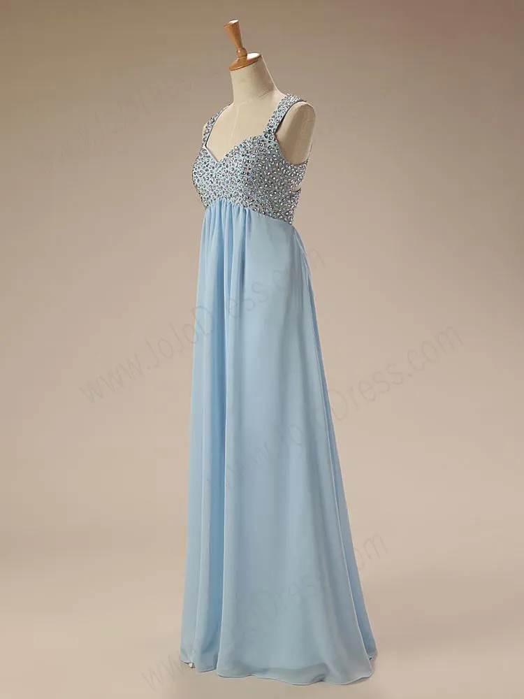 Pastel Blue Regency Empire Bridgerton Formal Prom Evening Dress EN139