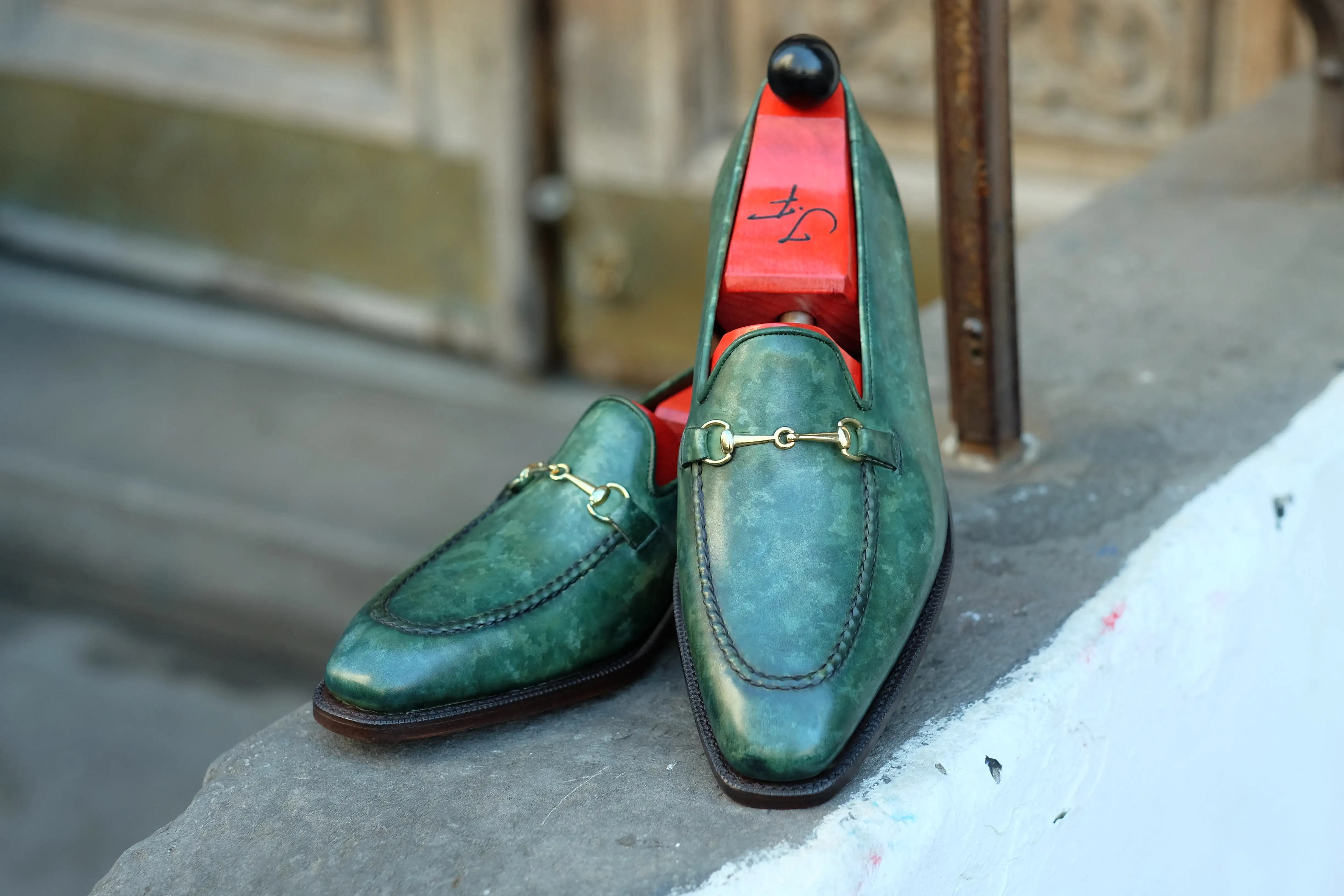 Pike - MTO - Forest Green Marble Patina - LPB Last - Single Leather Sole