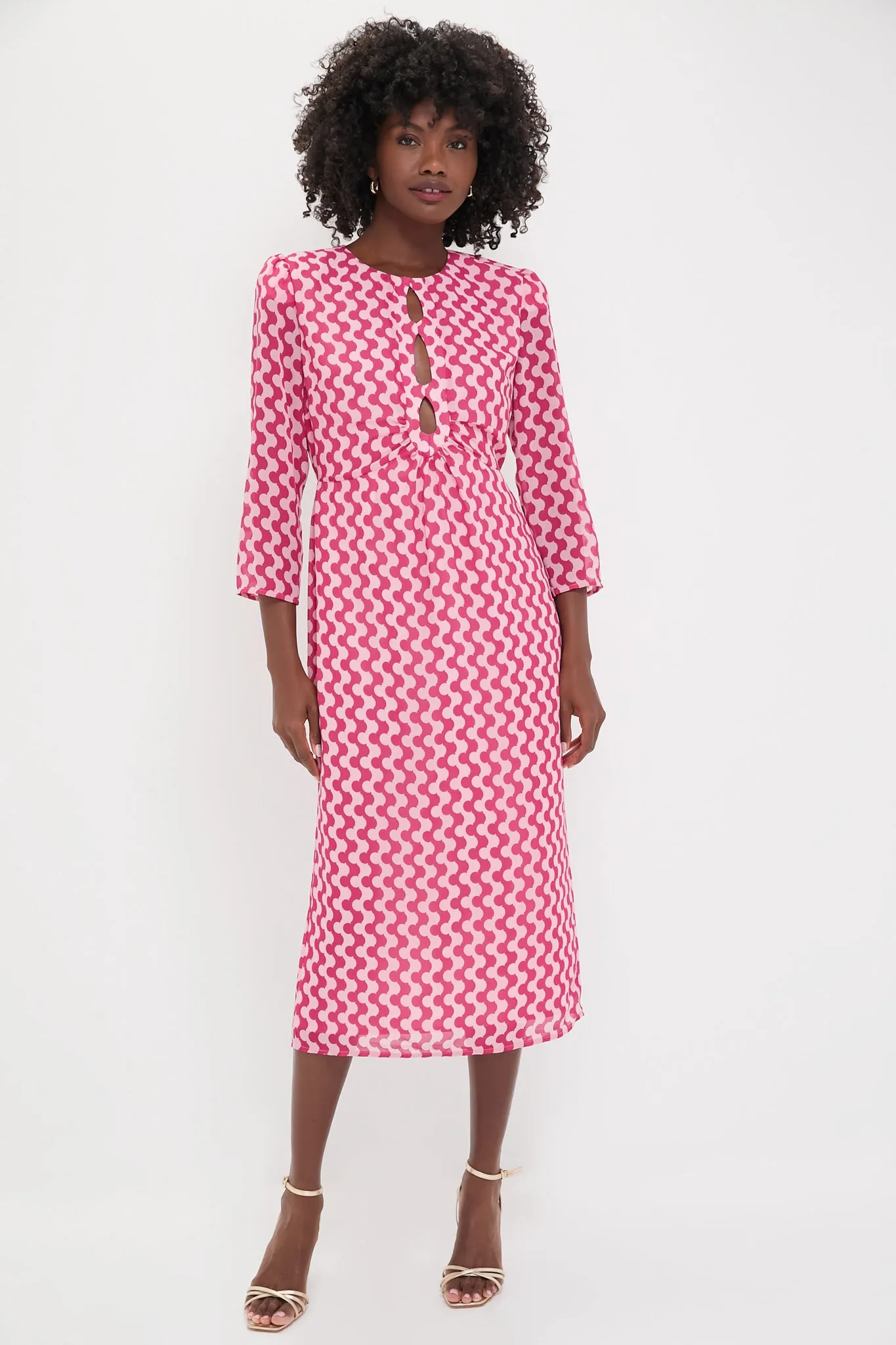 Pink Geo Stripe Cut-Out Cosmina Dress