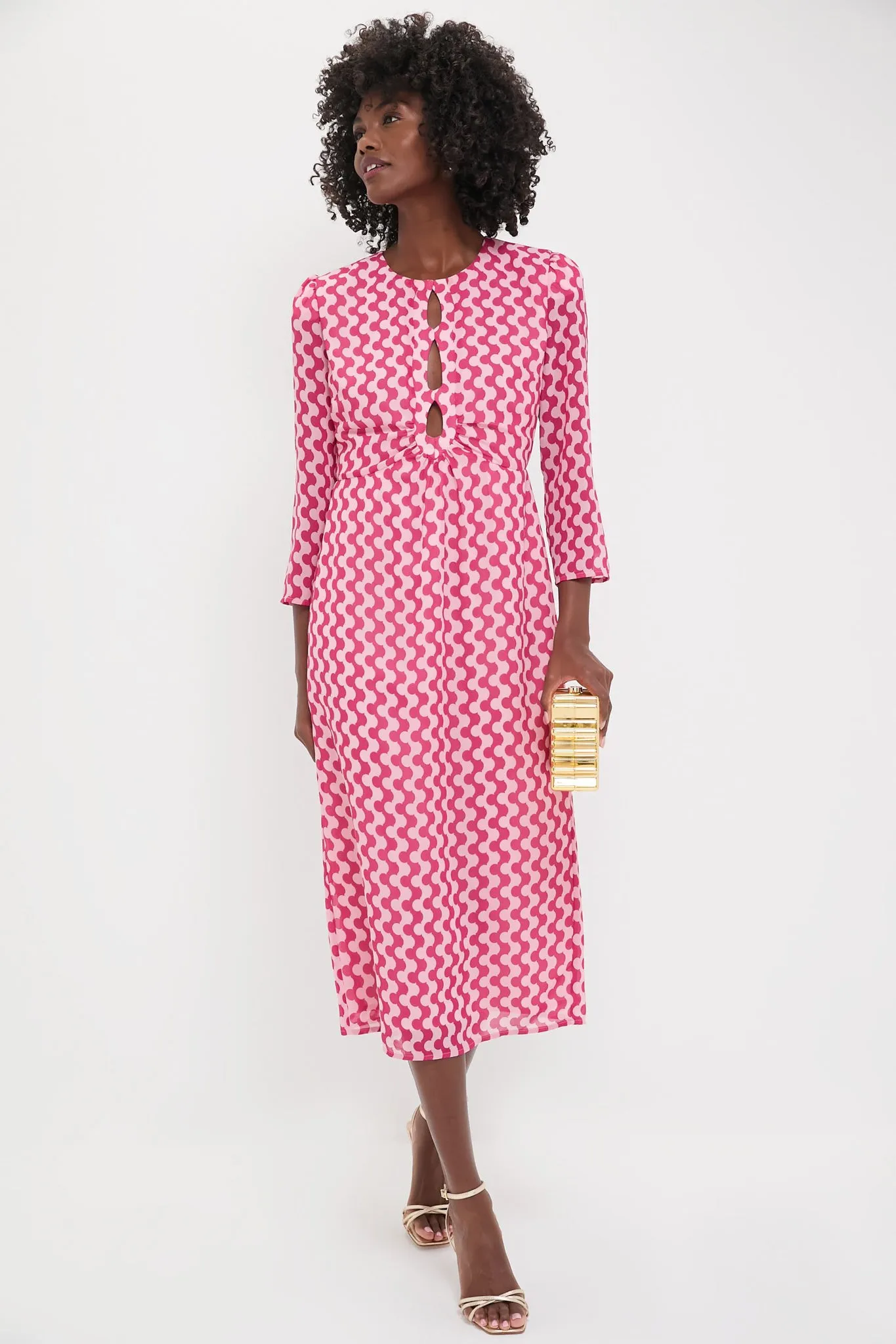 Pink Geo Stripe Cut-Out Cosmina Dress