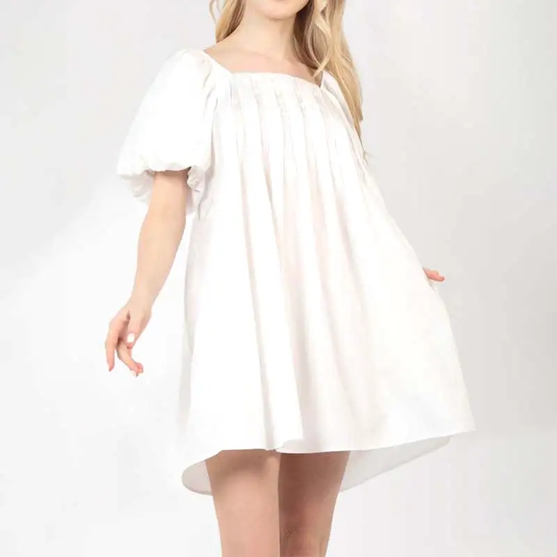 Pleated Front Babydoll Dress