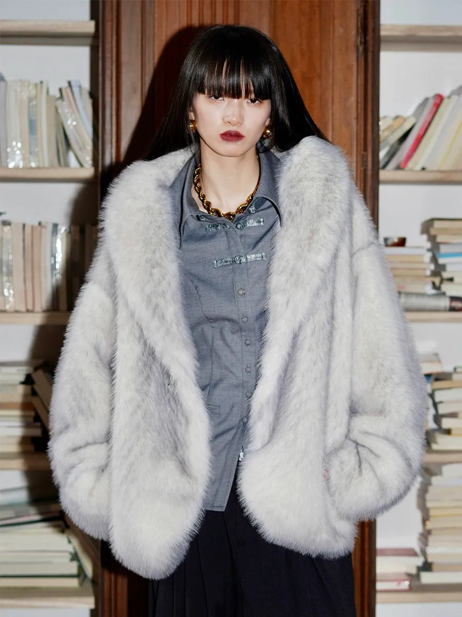 Plush Loose Niche Design Lapel Fur Jacket