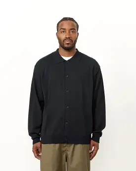 Polo Cardigan in Black Navy