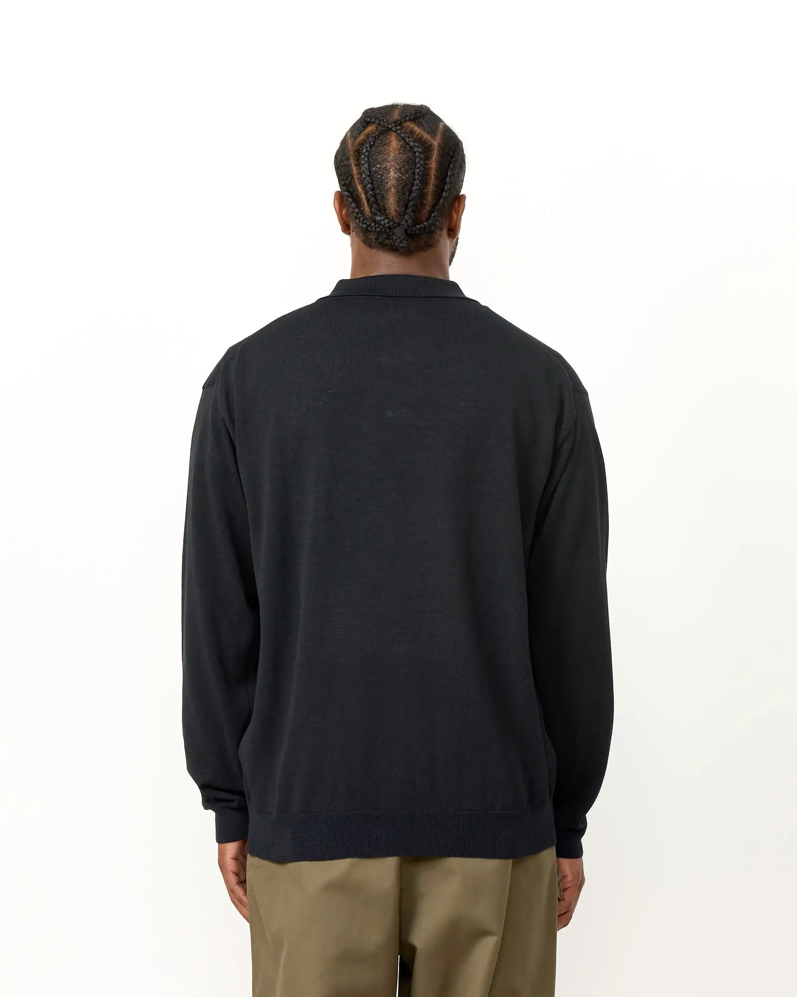 Polo Cardigan in Black Navy