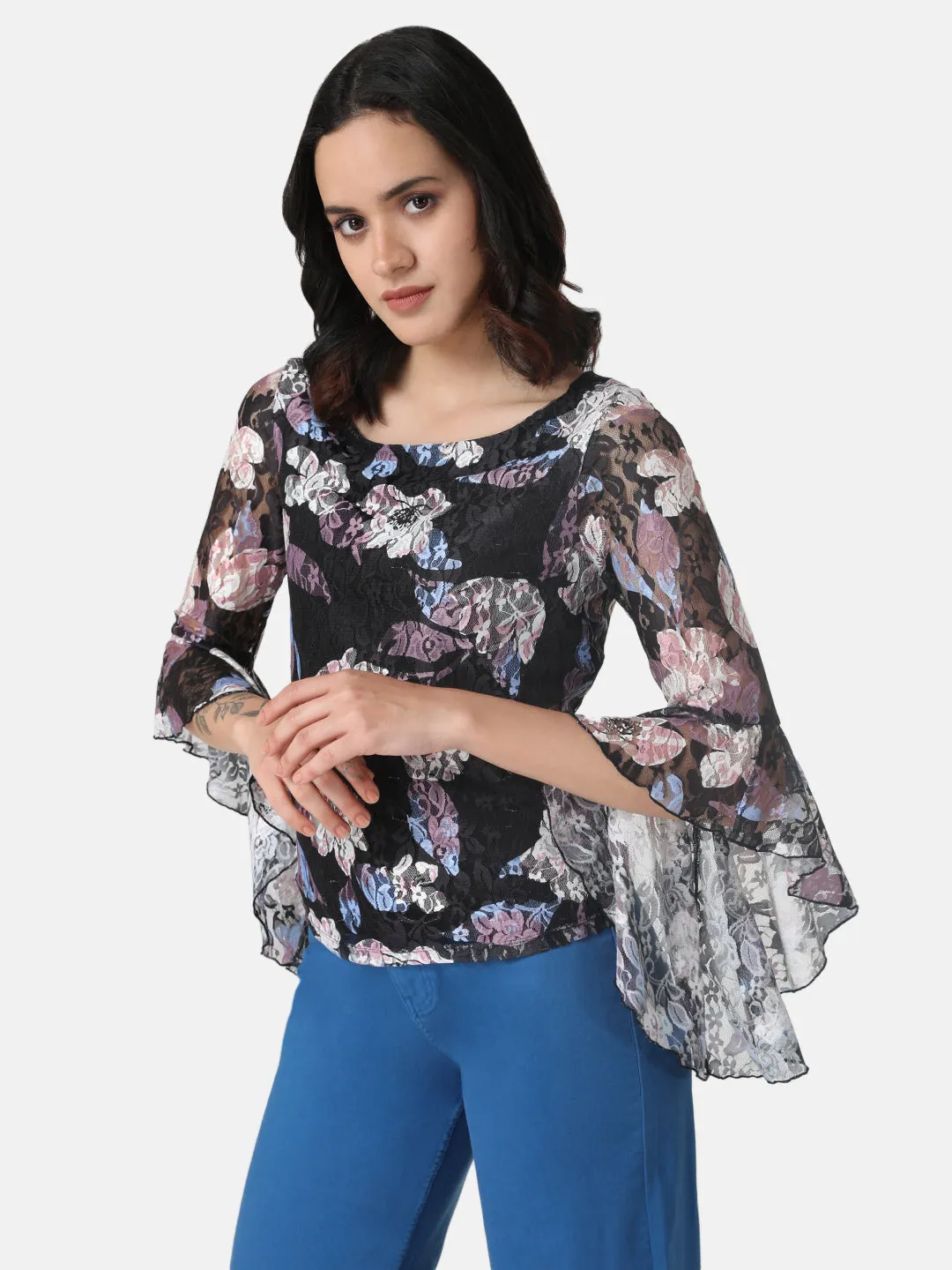 Printed Bell Sleeves Top