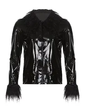 PU Leather Thin Feather Jacket