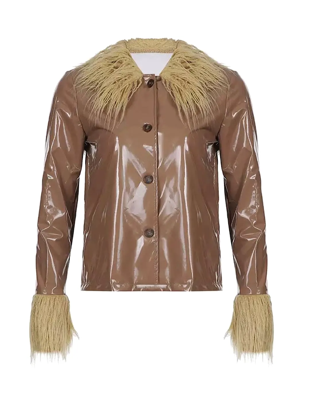 PU Leather Thin Feather Jacket