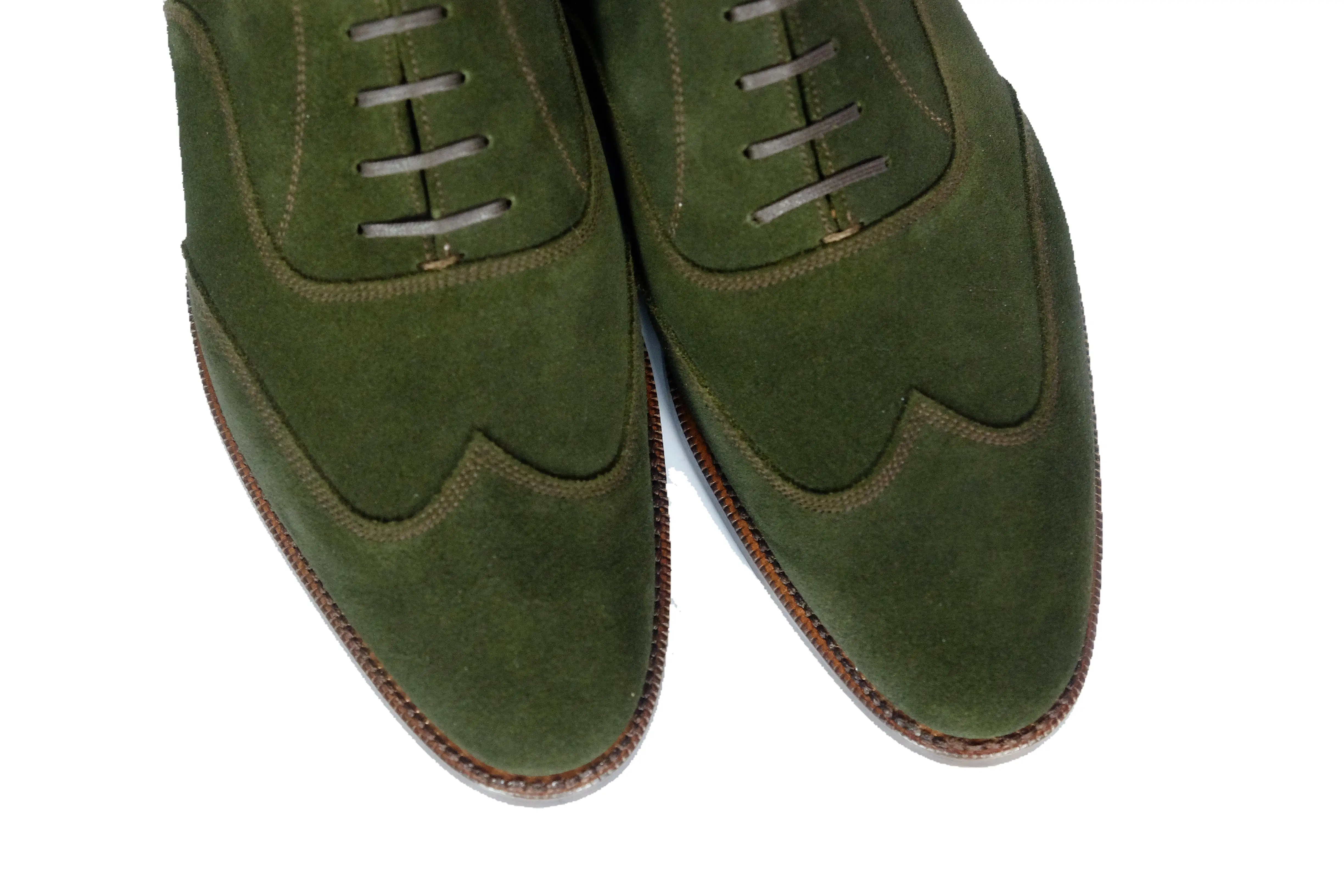 Pullman - MTO - Dark Olive Suede / Brown Stitching - TMG Last - Single Leather Sole