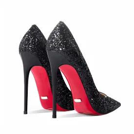 Red Pointed Bottom For Women Pumps Bridal Wedding Shoes Sexy Stiletto Glitter High Heel Evening Dress 45