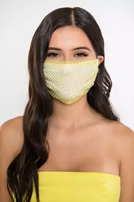 Rhinestone Face Mask - Yellow