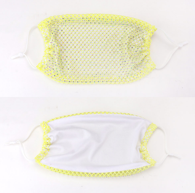 Rhinestone Face Mask - Yellow