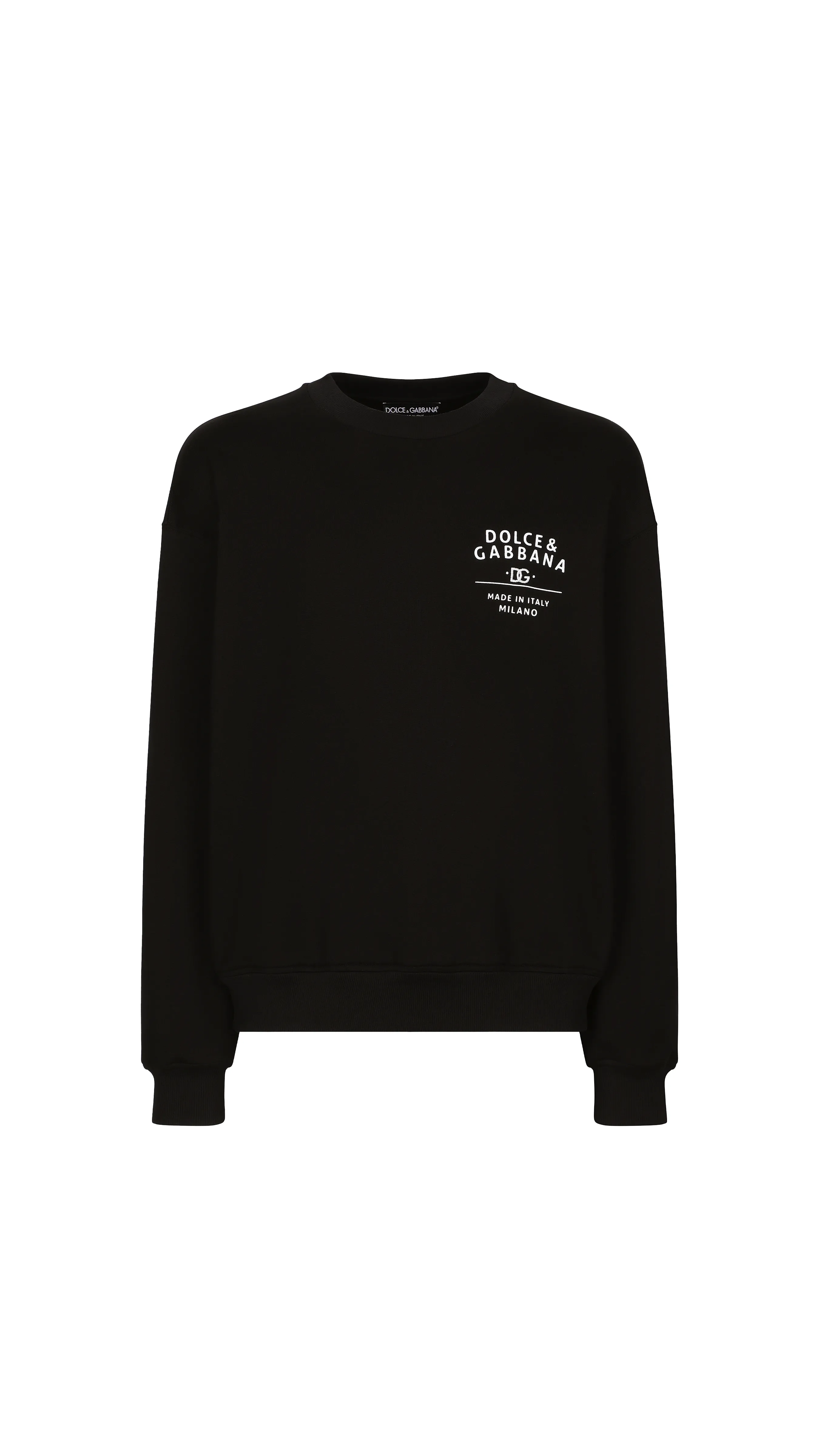 Round-neck Sweatshirt With Embroidery - Black