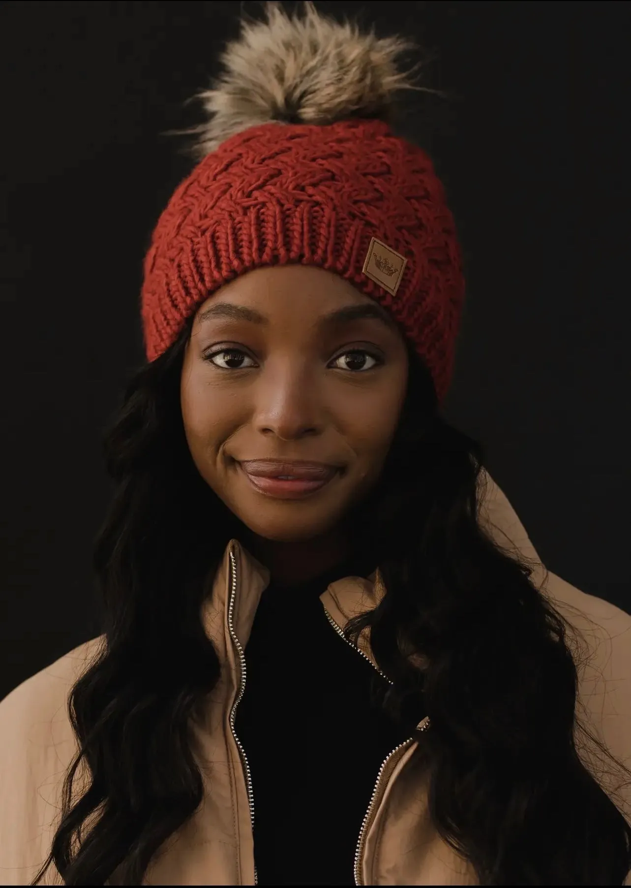 Rust Cable Knit Hat