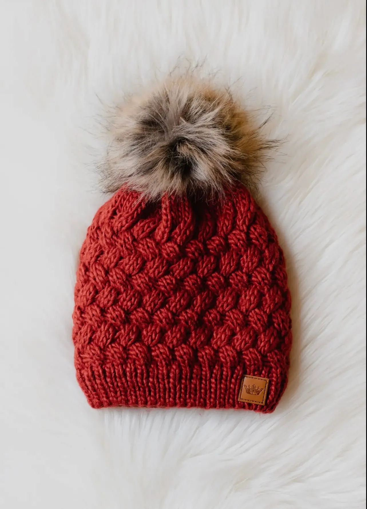 Rust Cable Knit Hat