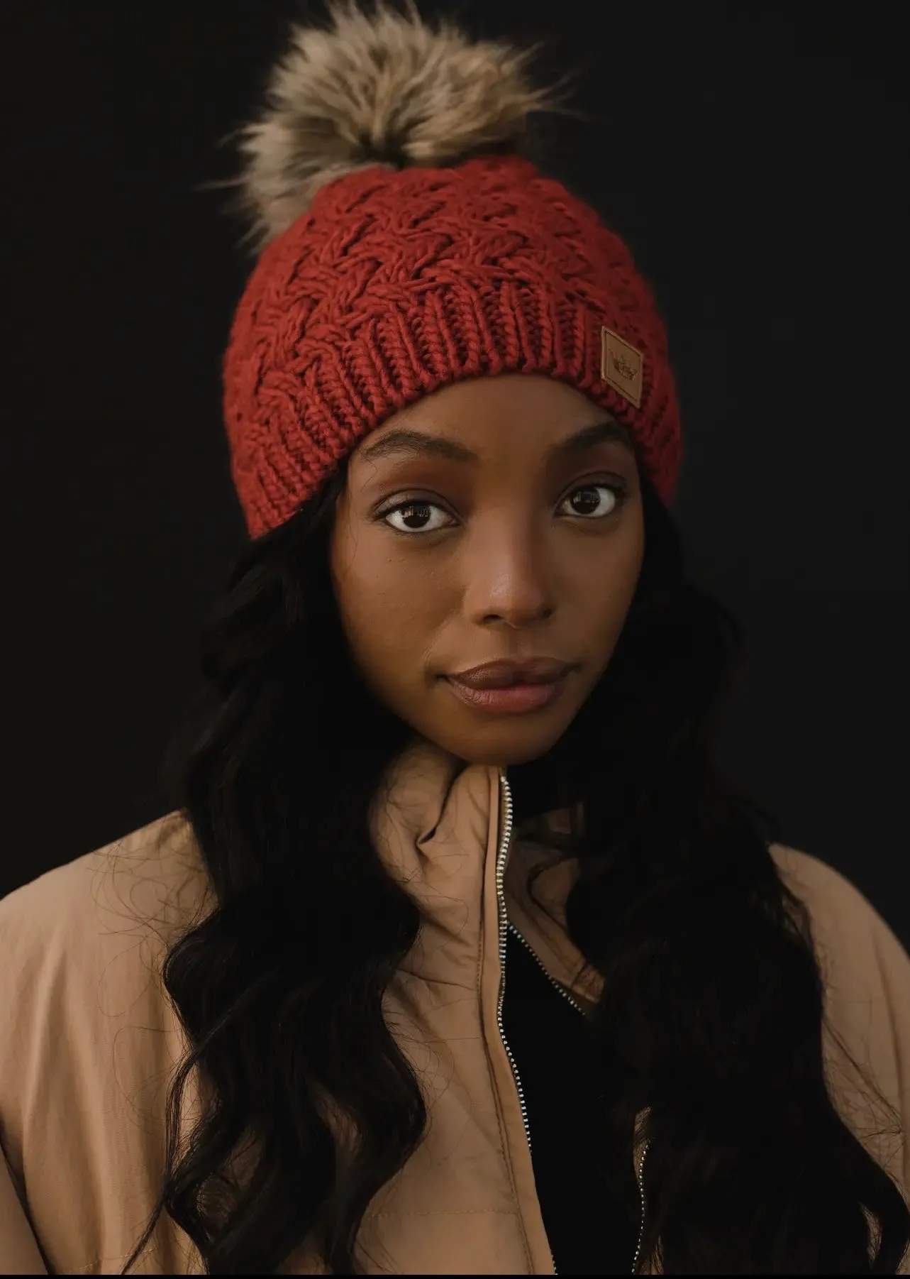 Rust Cable Knit Hat