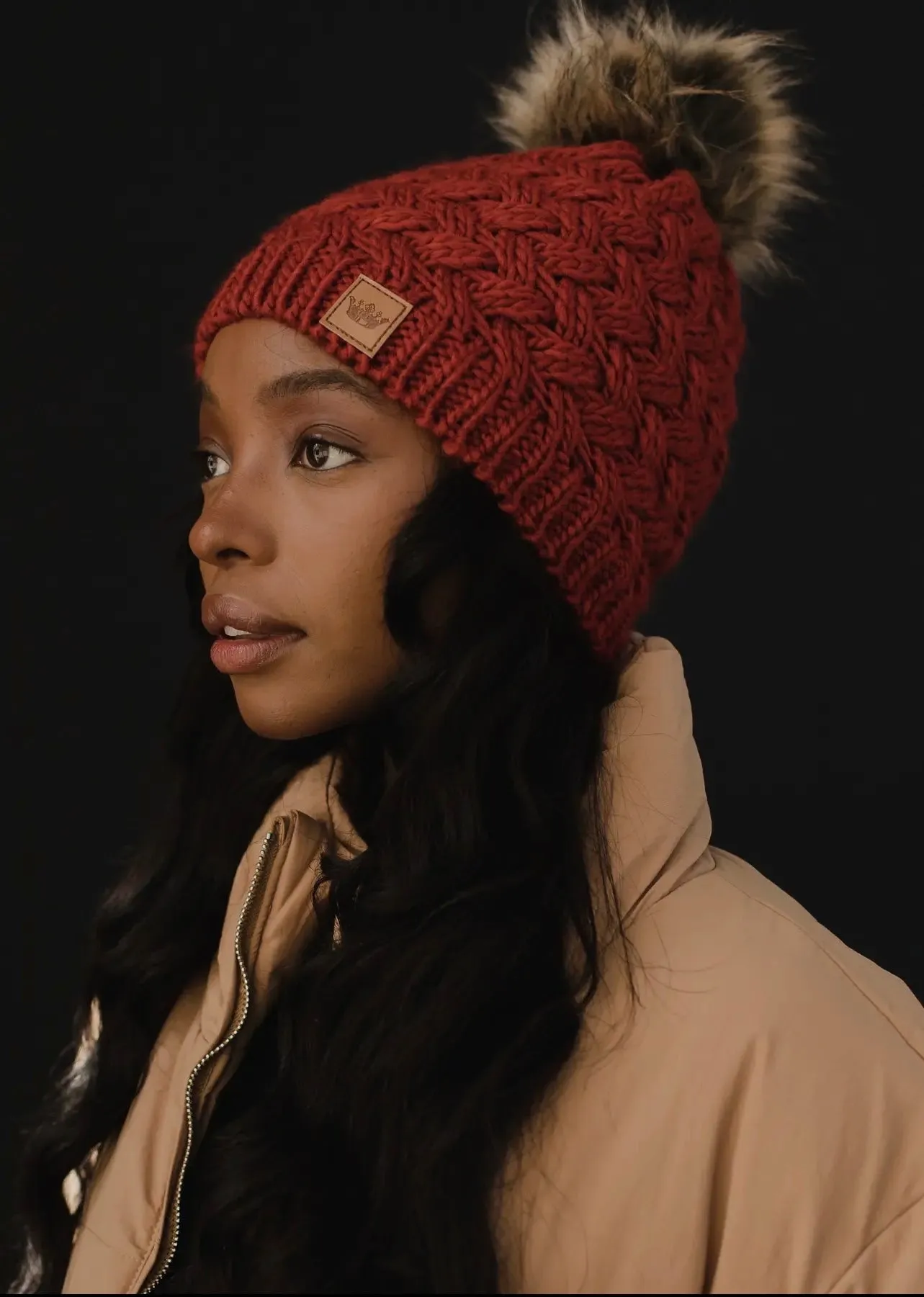 Rust Cable Knit Hat