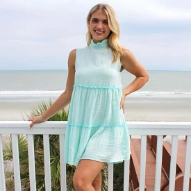 Seafoam Gauze Tieback Dress