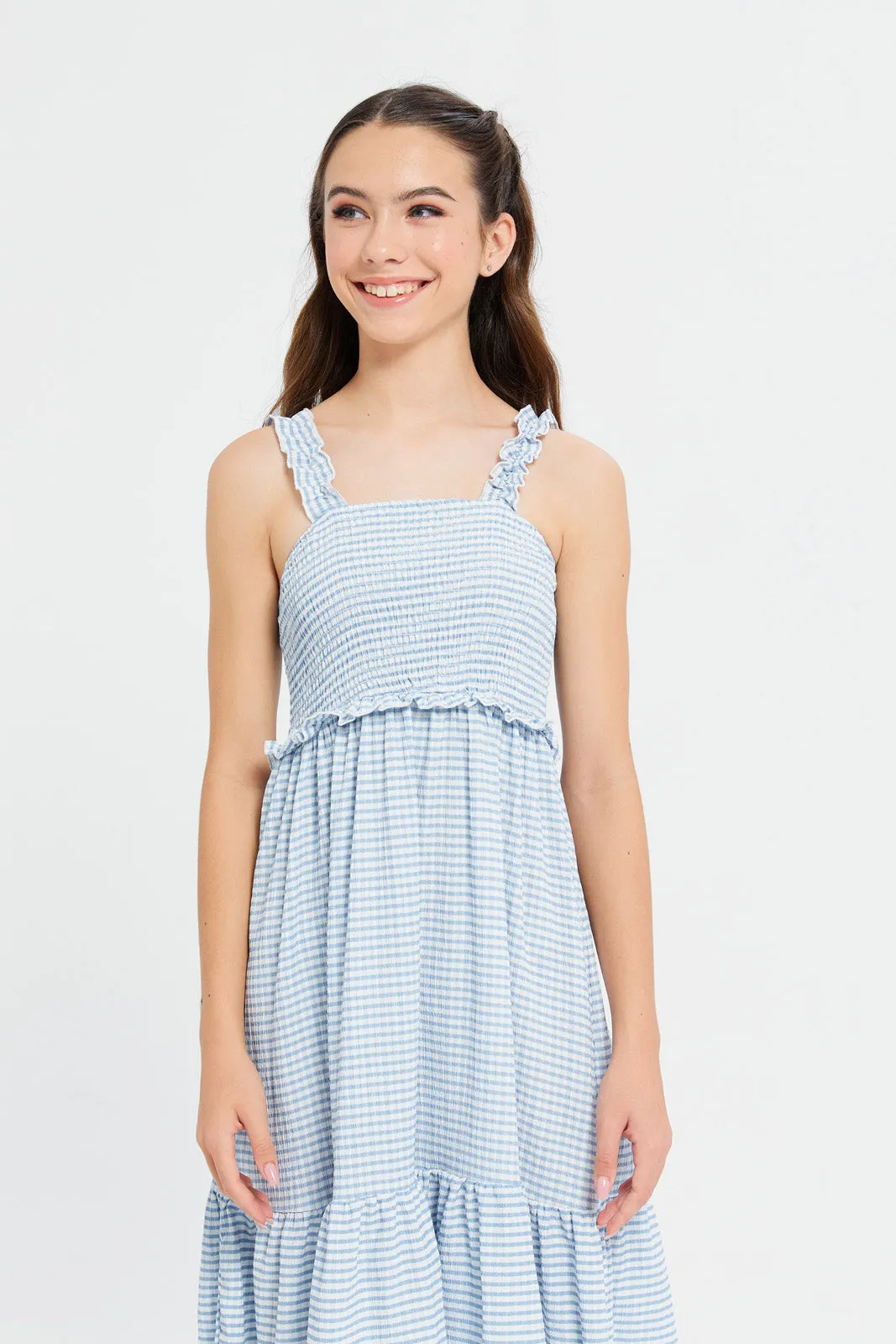 Senior Girls Blue Checkered Dress