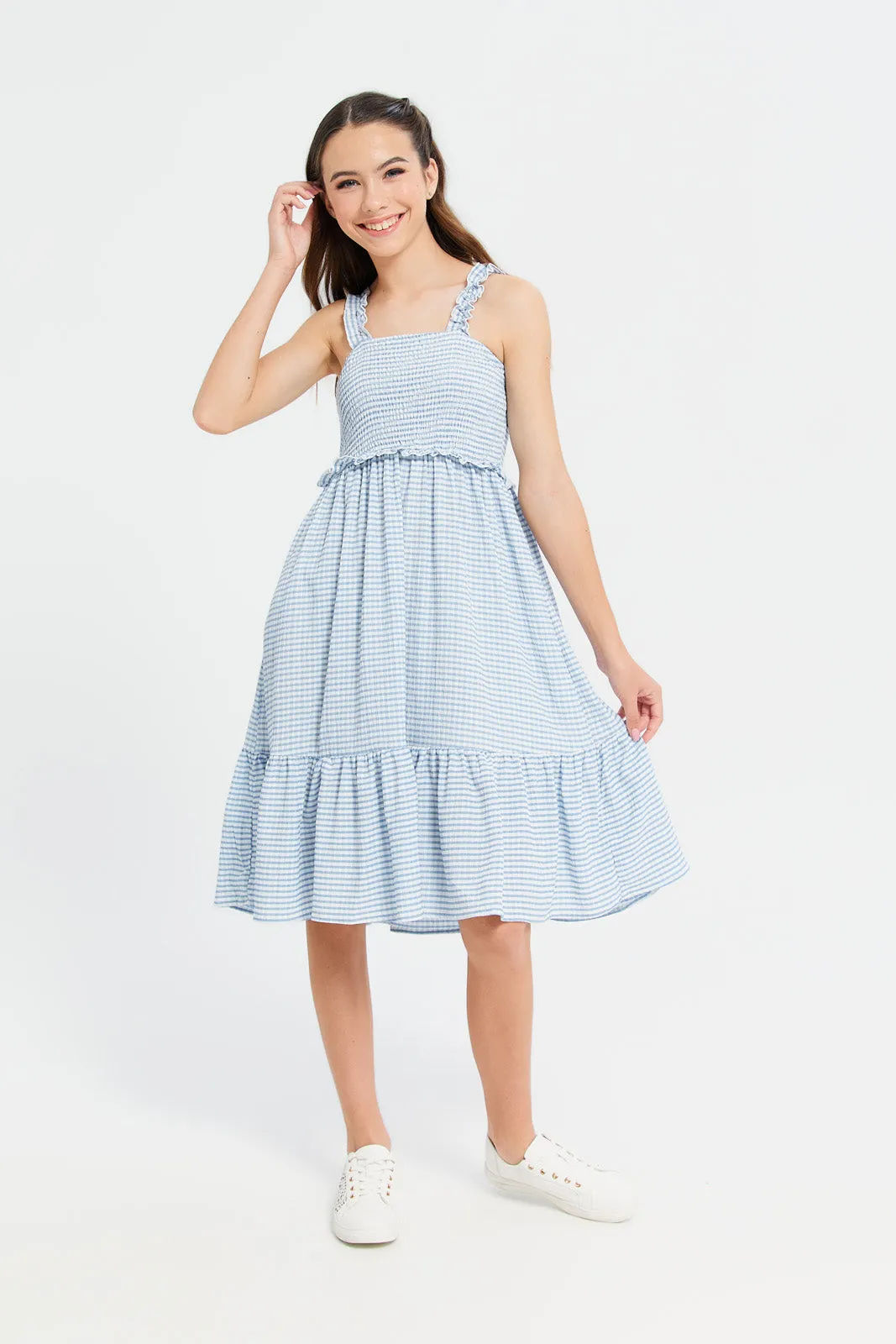 Senior Girls Blue Checkered Dress