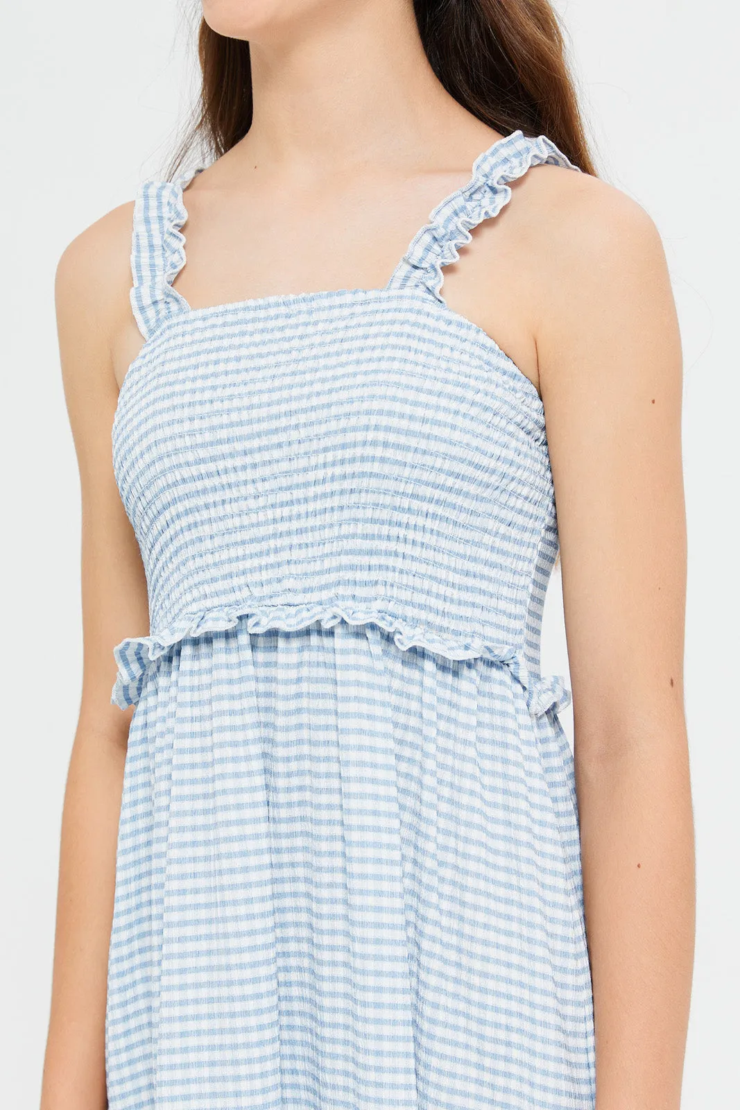 Senior Girls Blue Checkered Dress