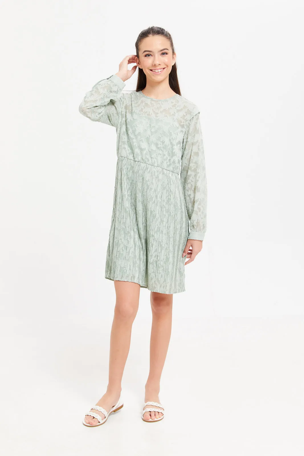 Senior Girls Mint Textured Dress