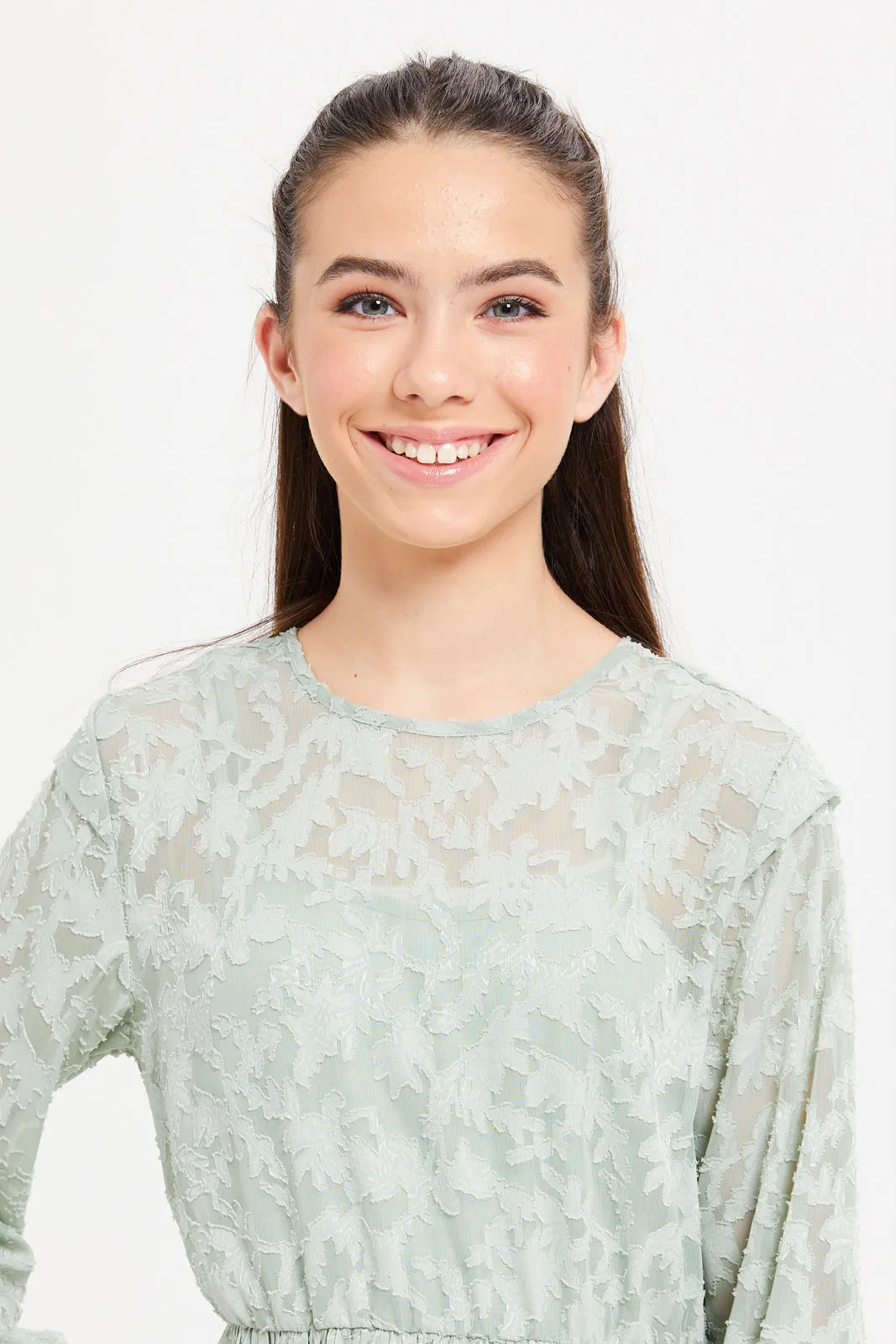 Senior Girls Mint Textured Dress