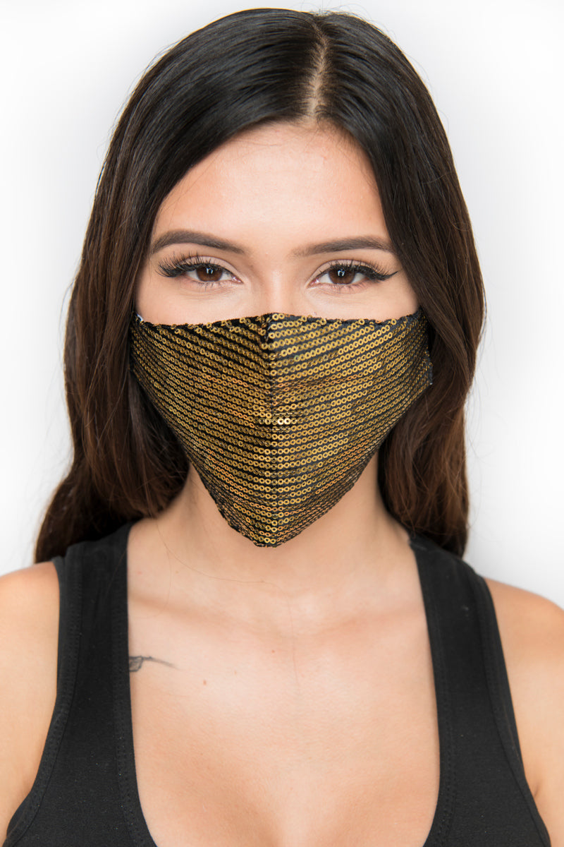 Sequin Face Mask - Gold