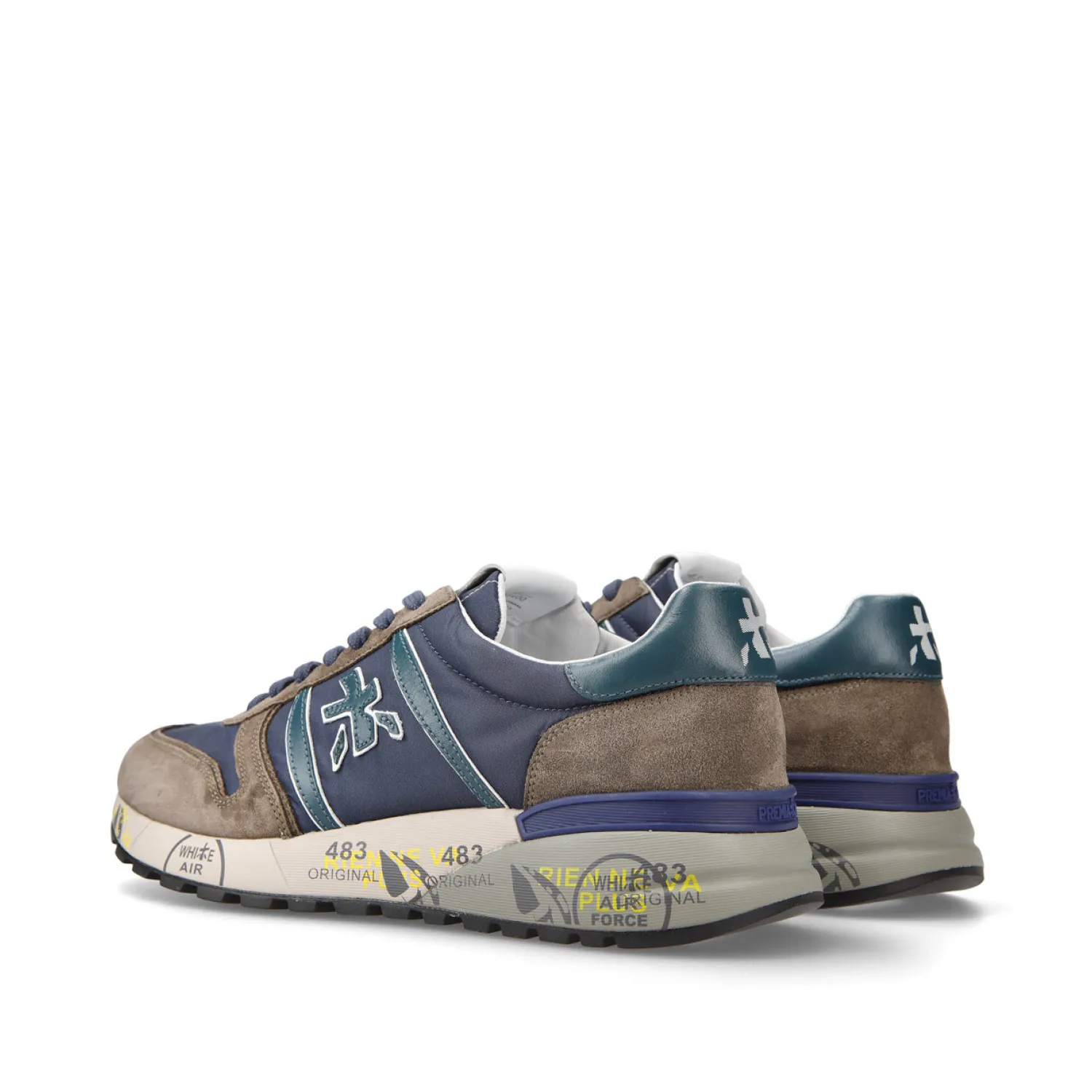 Sneakers Lander 6400 in suede e tessuto blu marrone