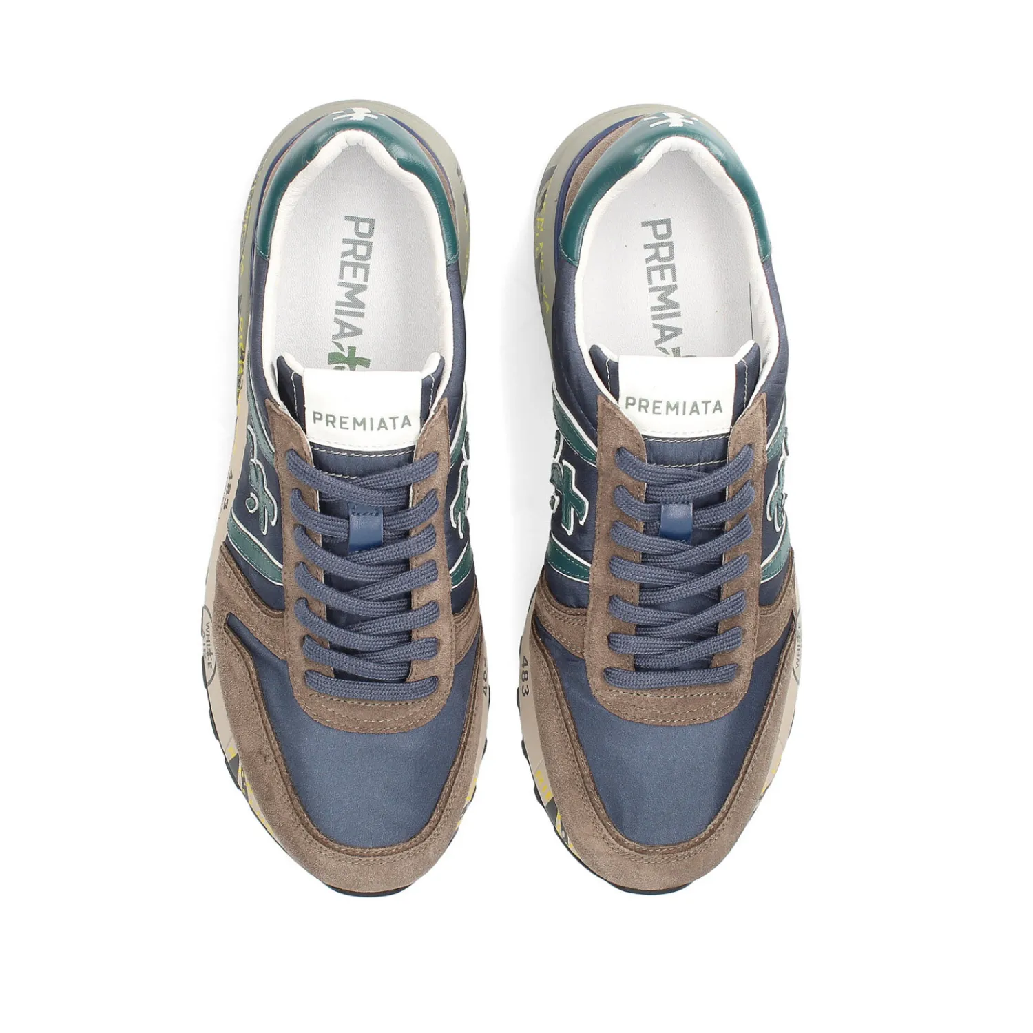 Sneakers Lander 6400 in suede e tessuto blu marrone