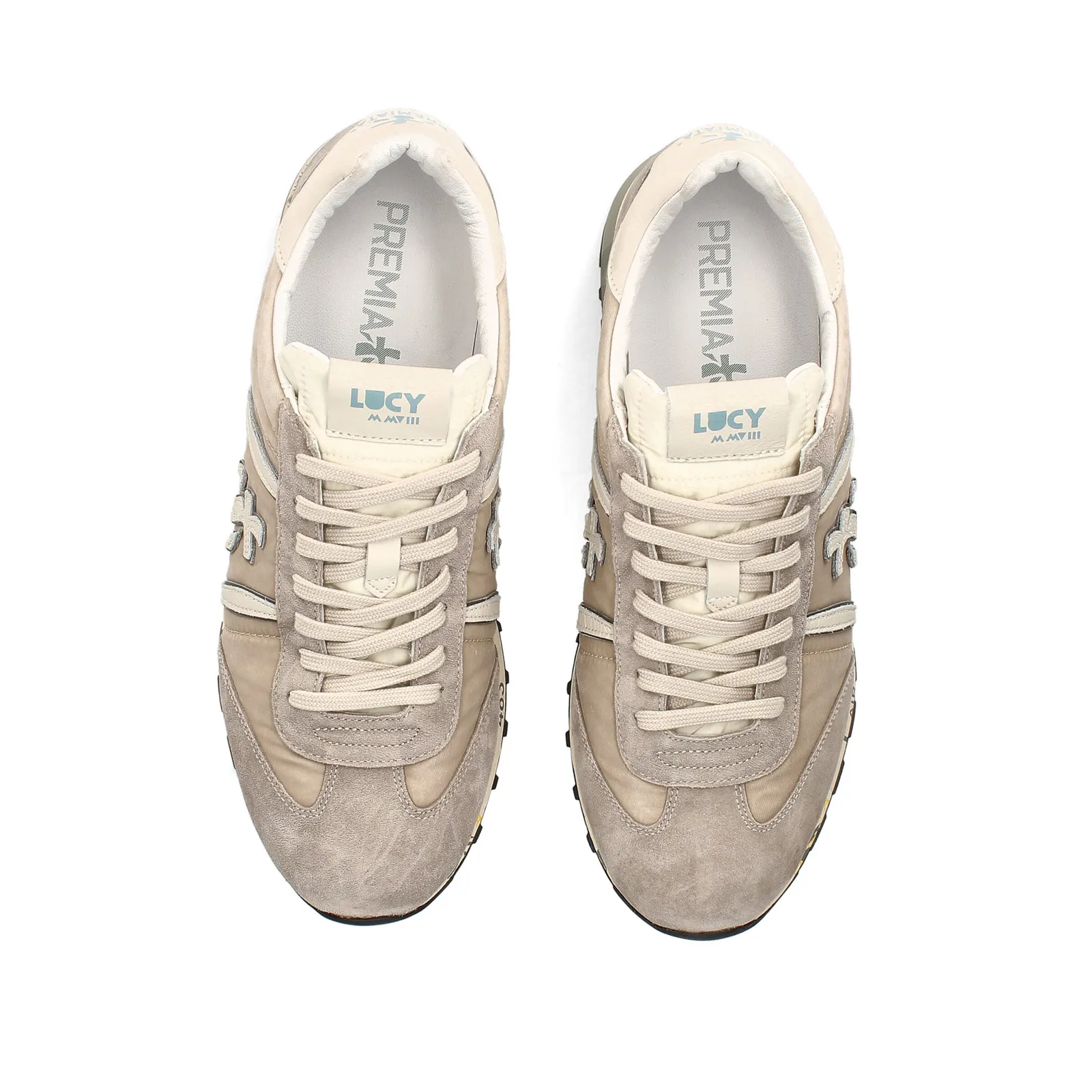 Sneakers Lucy in suede e tessuto tecnico beige