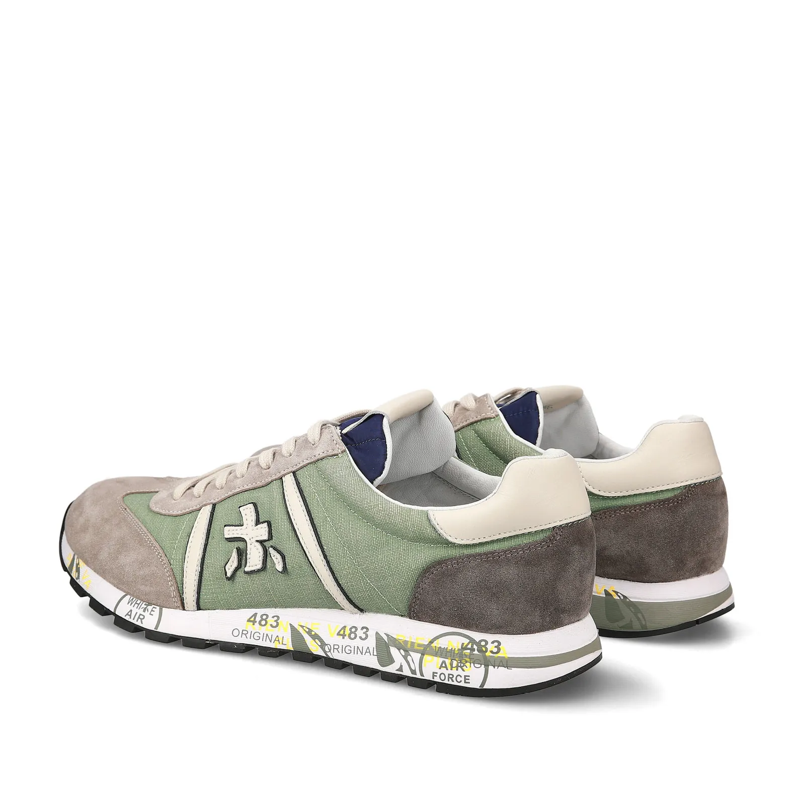 Sneakers Lucy in suede grigio e tessuto verde