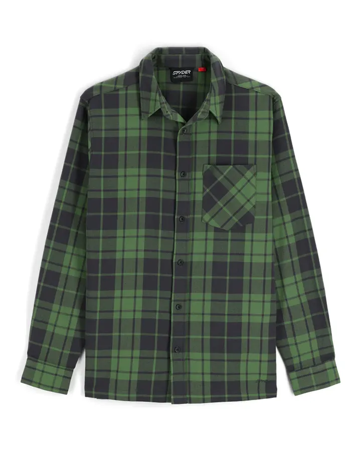 Spyder Elevation Tech Flannel Pine Plaid 2023 | Hoodies/Pullovers Mens | Snow Skiers Warehouse