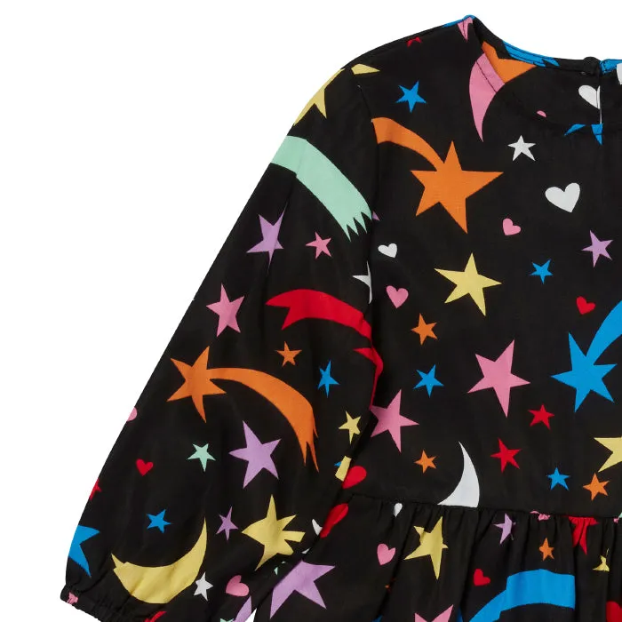 Stella McCartney Child Shooting Stars Dress With Frills Black