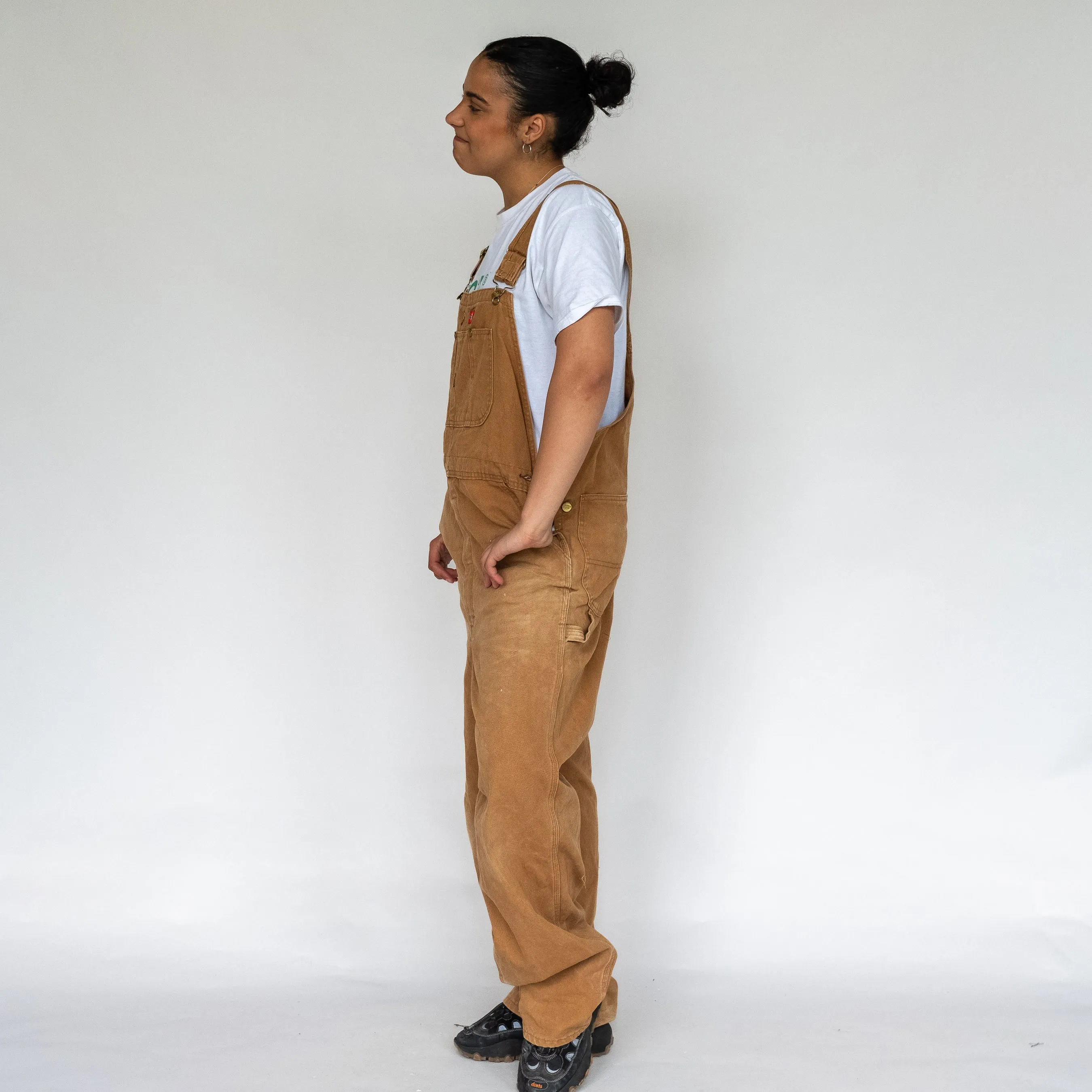 Tan 90s Dickies Canvas Baggy Dungarees (L)