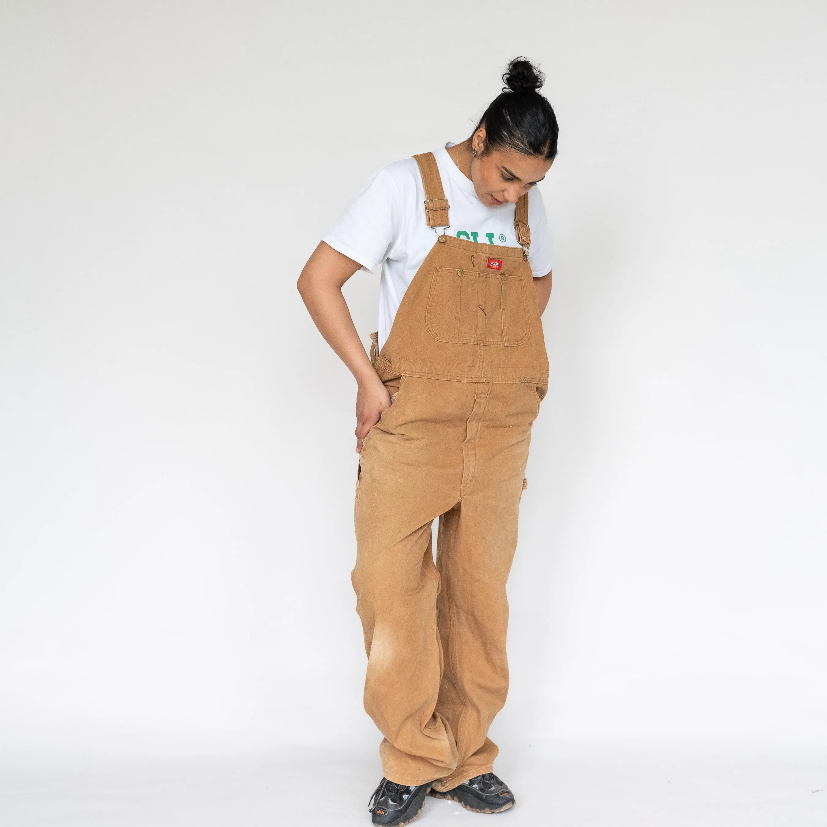 Tan 90s Dickies Canvas Baggy Dungarees (L)