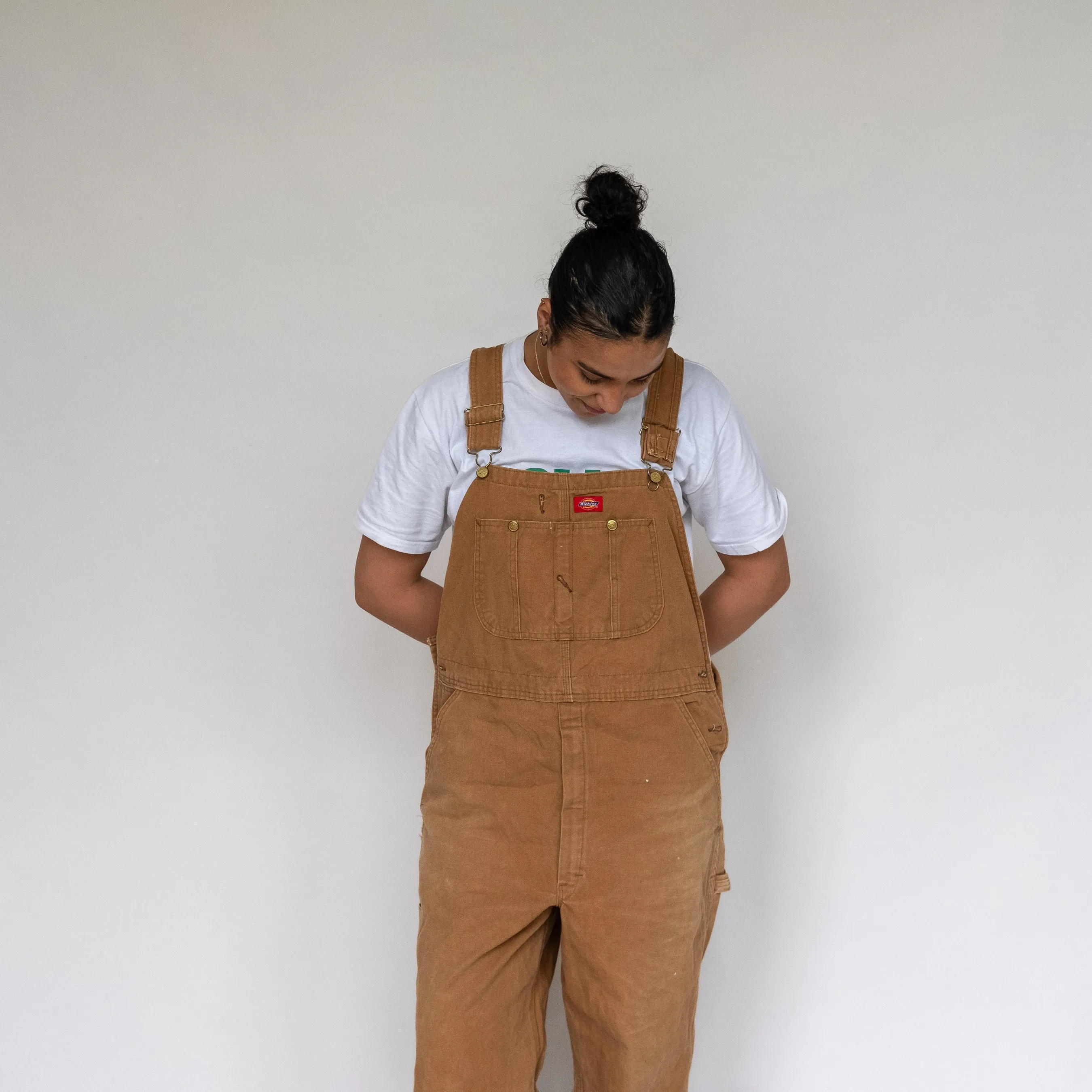 Tan 90s Dickies Canvas Baggy Dungarees (L)