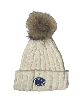 White Penn State Cable Knit Hat | Logofit